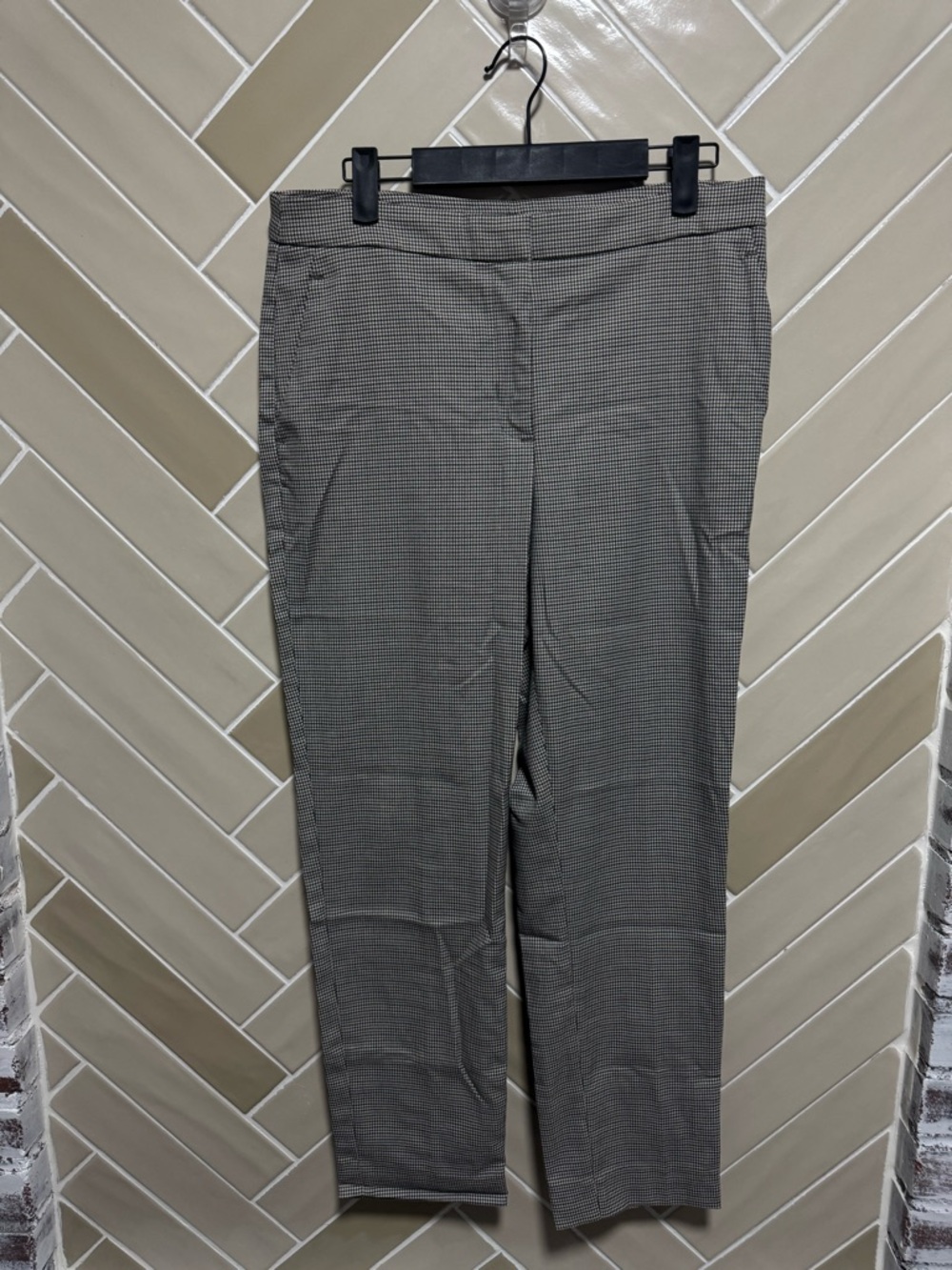 H&M Patterned Straight-Leg Trousers - Gray/Black